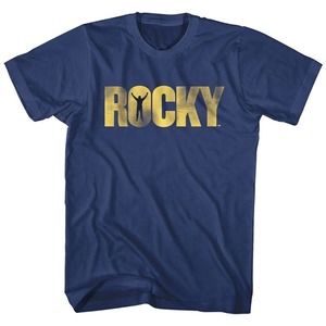 Rocky Balboa Vintage Movie Logo T Shirt Sylvester Stallone Arms Raised Top